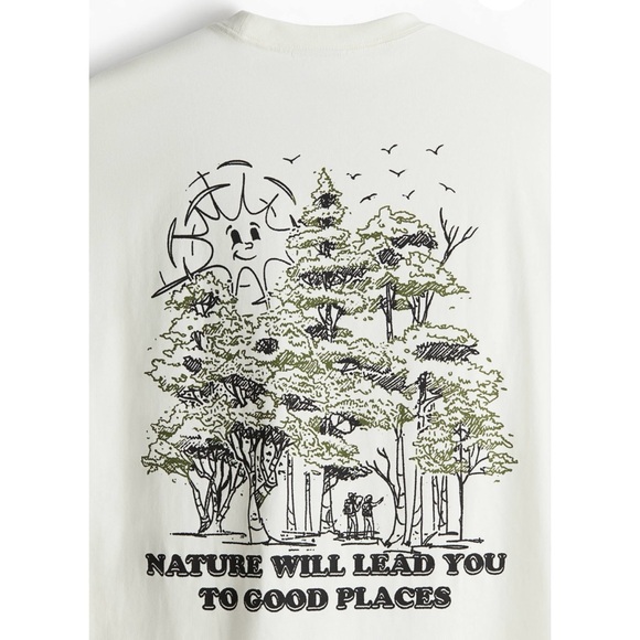 H&M “Nature Will Lead You To Good Places” Loose Fit Graphic T-Shirt, Size L - Picture 4 of 10